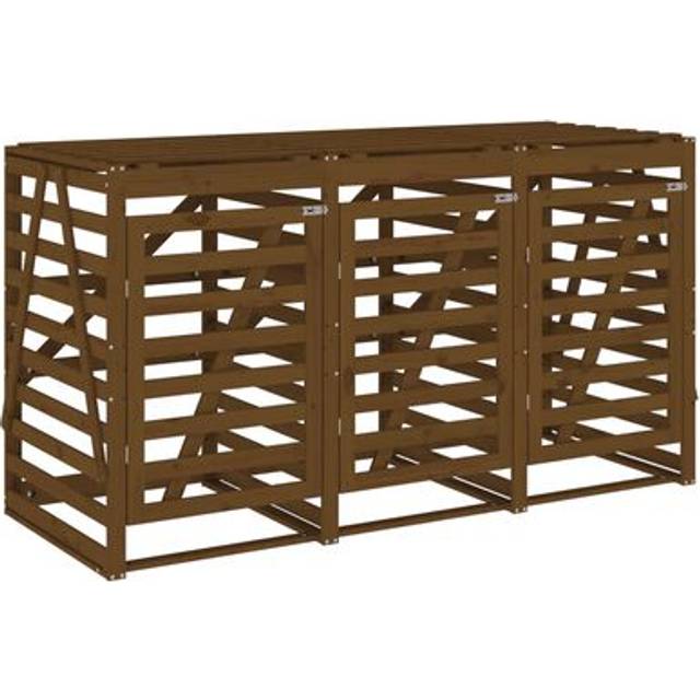 Vidaxl - Triple Wheelie Bin Storage Honey Brown Solid Wood Pine