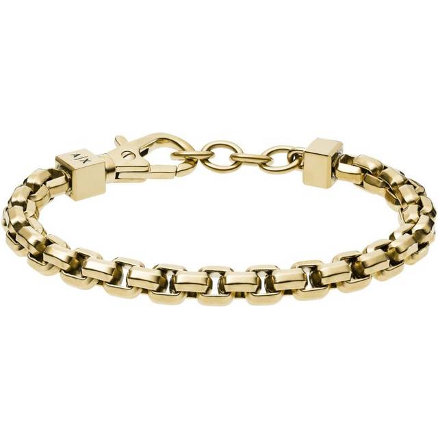 Armani Exchange Armband För Män, Inre Längd: 185-205mm / Storlek Kedjelänk: Länkar: 8X8X4mm Guld Rostfritt Stål Armband, AXG0046710, Gyllene