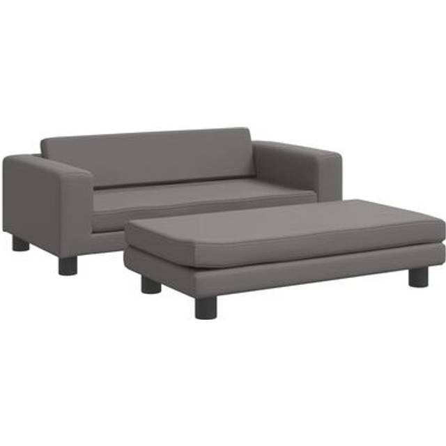 VidaXl Barnsoffa Med Fotpall Grå 100X50X30 Cm Konstläder