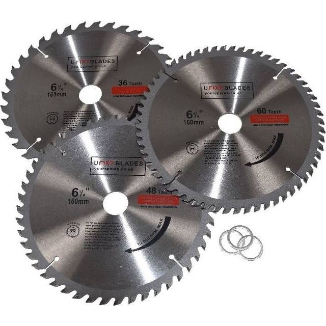 Ufixt - Circular Saw Blades 160mm x 20mm tct 36 48 60 Tooth Triple Pack Fits Festool