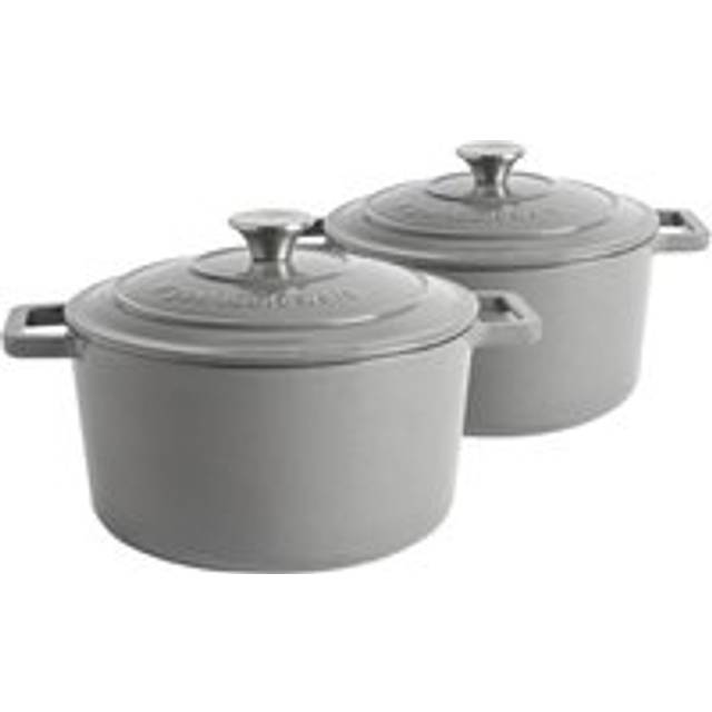 Argon Tableware - Cast Iron Casserole Enameled Oven Dish Set - 4.5 Litre - Grey (4.5L)