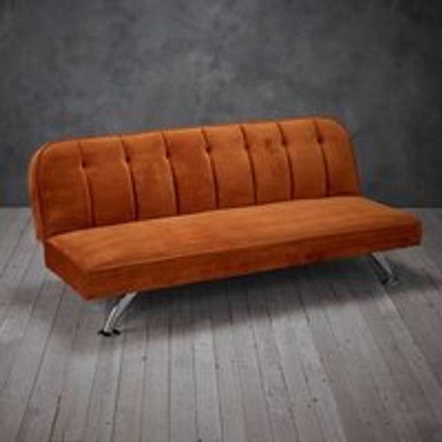 Brighton Orange Click Clack Sofa Bed - Luxe Velvet with Effortless Day-to-Night Design