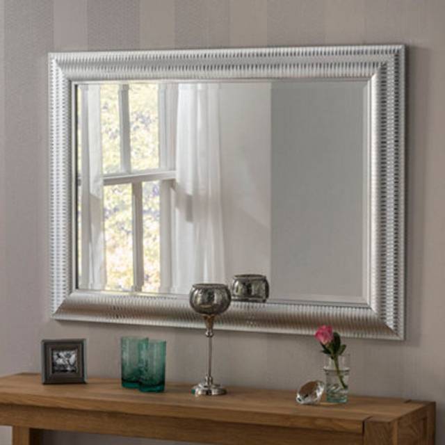 Yearn Silver Chrome Textured Wall Mirror 77 x 62cm