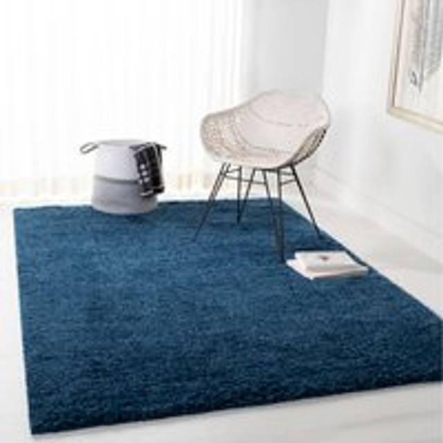 Soft Fluffy 5cm Thick Pile Shaggy Area Rugs for Living Room, Bedroom - Dark Blue - 120cm x 170cm