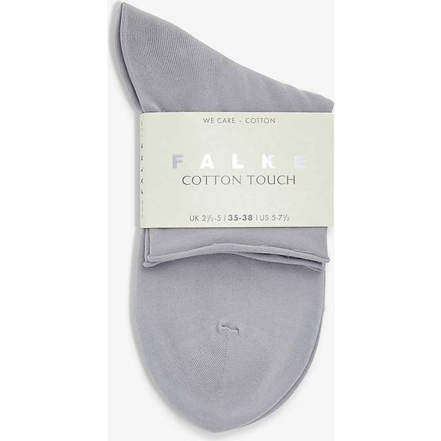 FALKE dam bomull touch korta strumpor ventilerande hållbar bomull elegant finförstärkt halvhög platt söm för tryckfri fotspets, intensiva färger, hög kvalitet, 1 par, Grå silver 3290, 39-42 EU