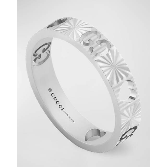 Gucci Womens Silver Icon 18ct White-gold Ring Q - SILVER