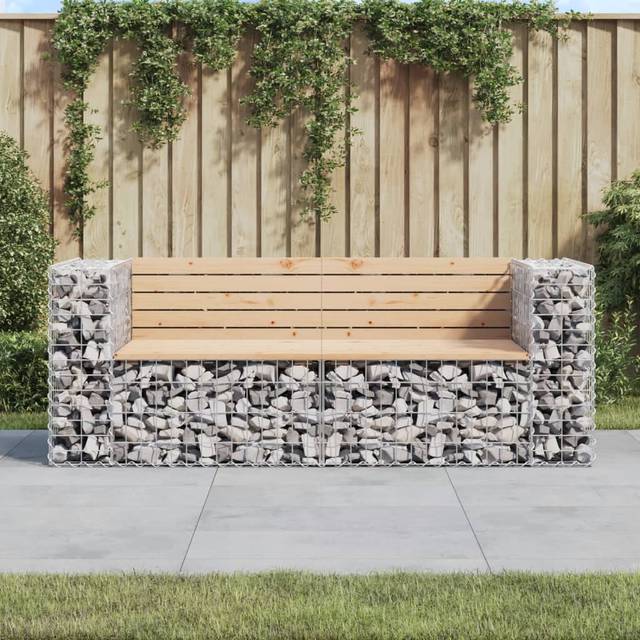 vidaXL Garden Bench Gabion Design 184x71x65.5 cm Solid Wood Pine - Brown