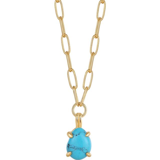 Turquoise Chunky Chain Drop Pendant Necklace N044-04G