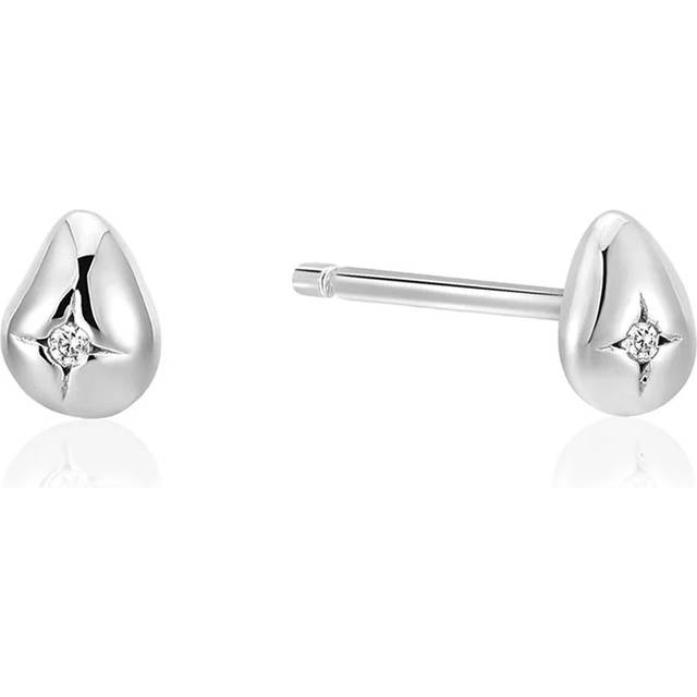 Silver Pebble Sparkle Stud Earrings E043-05H