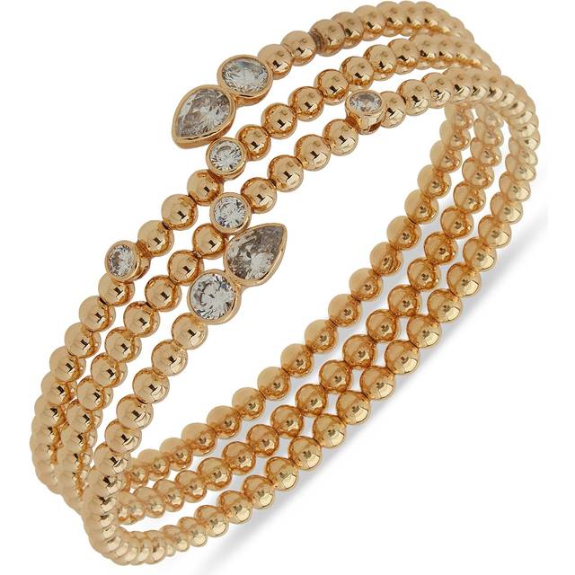 Anne Klein Women's Multi Row Beaded Coil Bracelet in Gold Tone