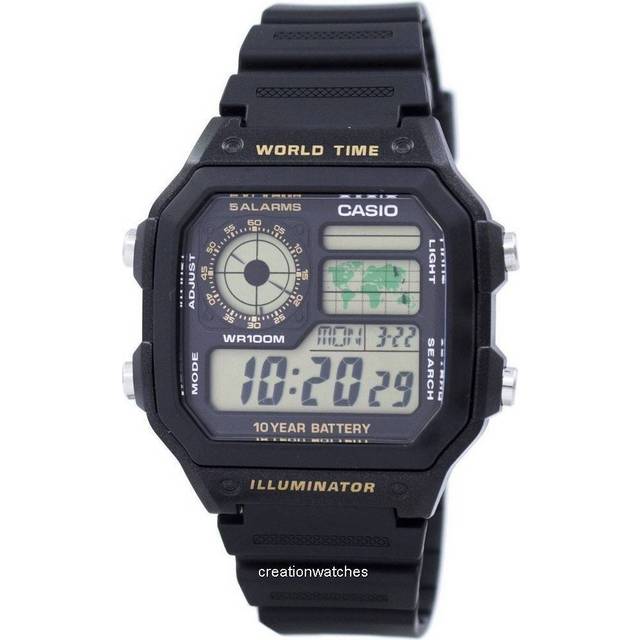 Casio Youth Series Digital World Time AE-1200WH-1BVDF AE-1200WH-1BV Men&#39;s Watch