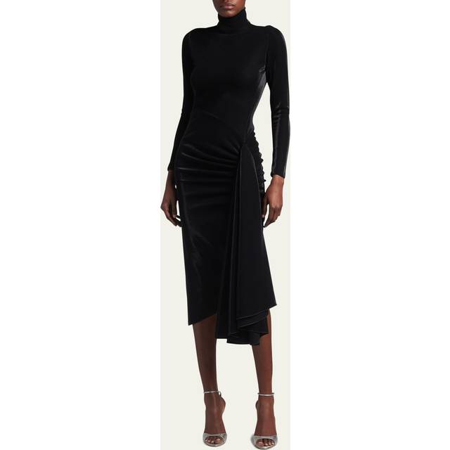 Draped Iridescent Jersey Midi Dress - BLACK - 36 IT (0 US)