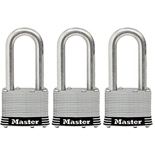 Master Lock 1SSTRILH Stainless Steel Outdoor Padlock with Key  3 Pack Keyed-Alike  Silver