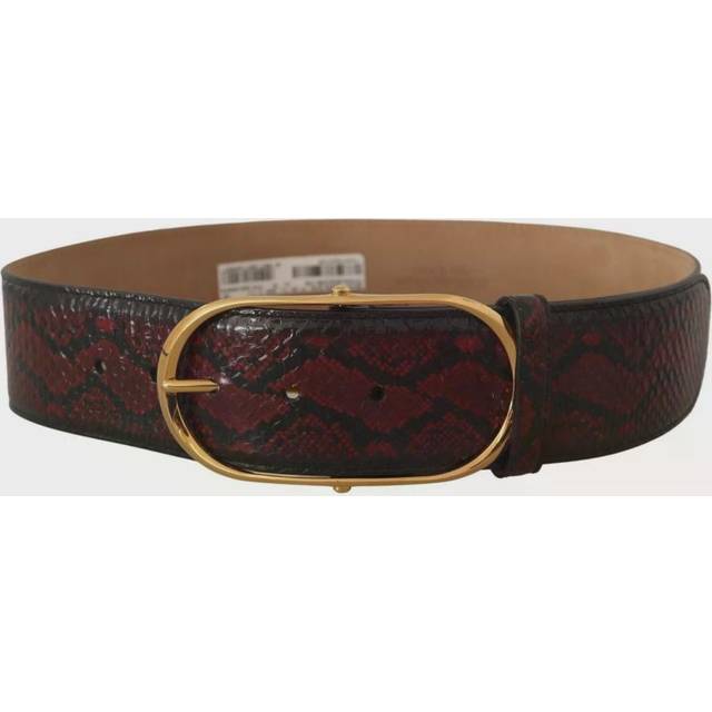 Dolce & Gabbana Red Exotic Leather Gold Oval Buckle Belt - 75 cm / 30 Inches
