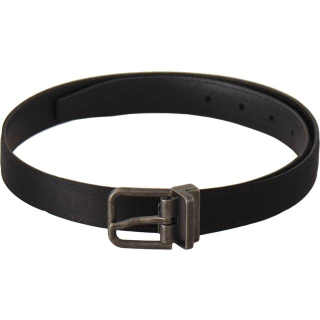 Dolce & Gabbana Black Calfskin Leather Vintage Metal Buckle Belt - 75 cm / 30 Inches