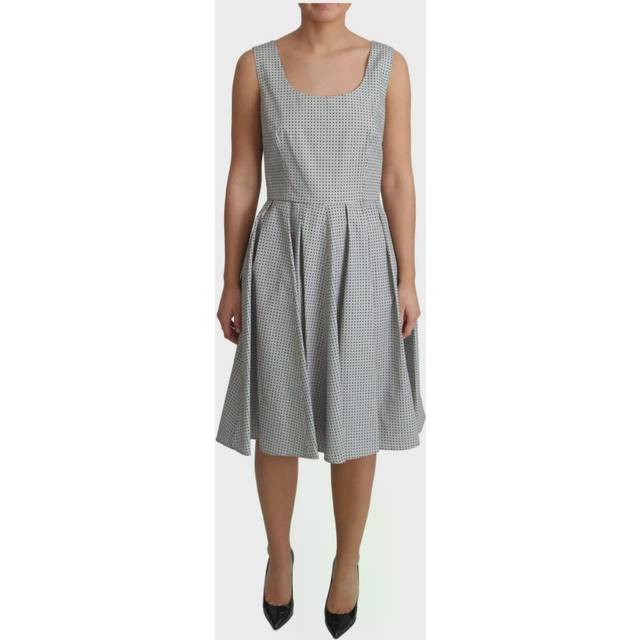 Dolce & Gabbana, Klänning, Dam, S, Bomull, Grå prickig bomull A-linje klänning - gray (S)