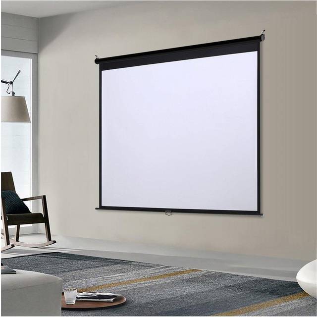100" Manual Wall Mounted Projection Screen - White - One Size