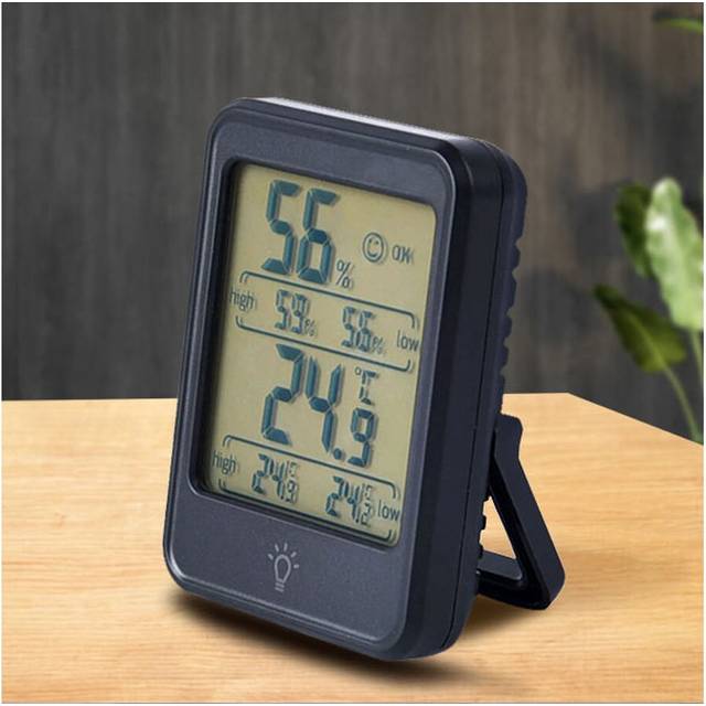 Digital Thermo Hygrometer Electronic Temperature and Humidity Meter Clock Black