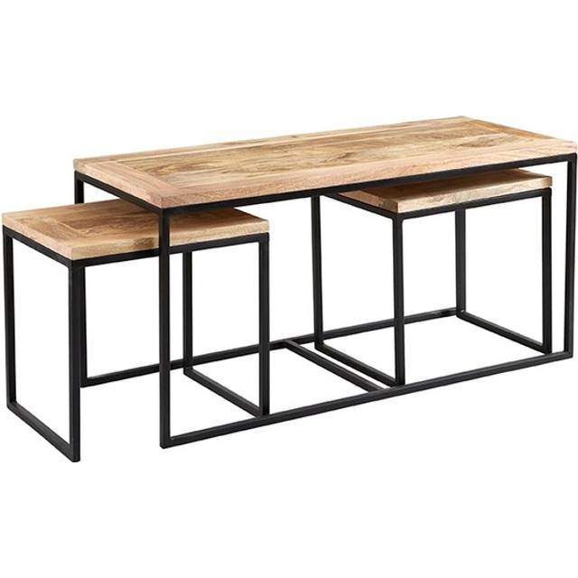 Upcycled Industrial John Long Coffee Table Set - Light Wood - Brown