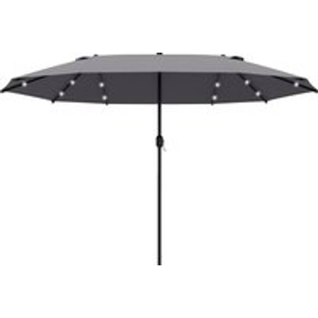 Outsunny 4.4m Double-sided Sun Umbrella Garden Parasol Patio Sun Shade Outdoor With Led Solar Light, Dark Grey