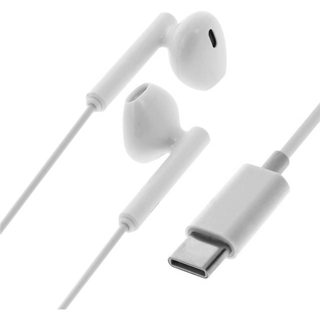 Earphones hands-free kit usb type c smartphone / tablet remote + micro - white