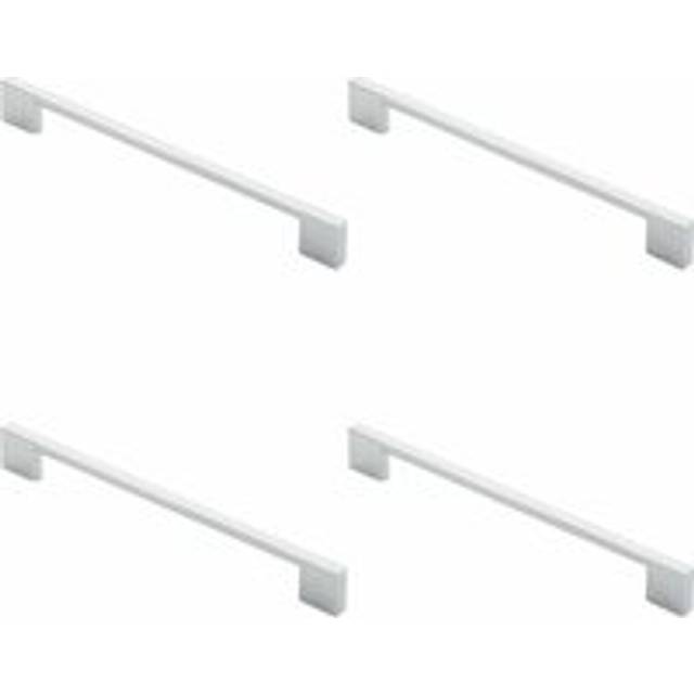 4x Slim D Shape Pull Handle 220 x 8.5mm 192mm Fixing Centres Polished Chrome
