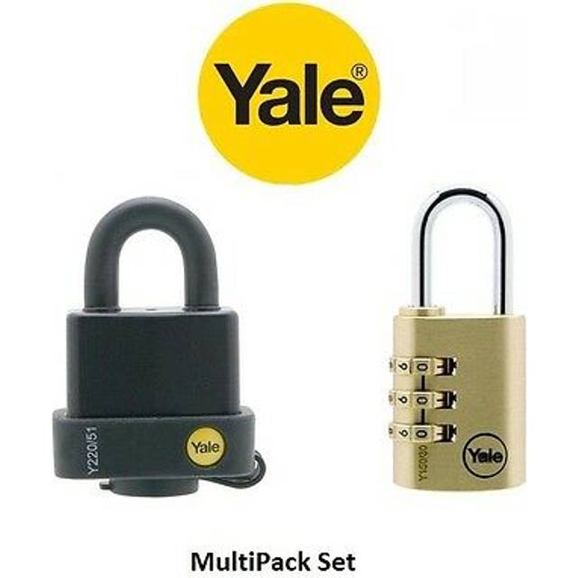 Yale Laminated Steel Padlock With Cover & Brass Yale Combination Padlock Set