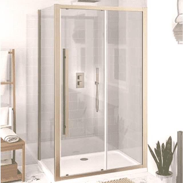 Vantage Brushed Brass Sliding Door Shower Enclosure, Various Sizes - 1000mm