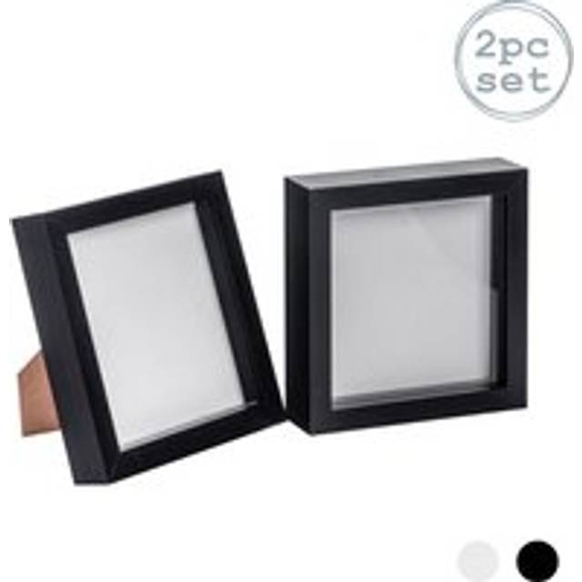 Nicola Spring - 3D Box Photo Frames - Black (17.5cm H x 17.5cm W x 3.5cm D)