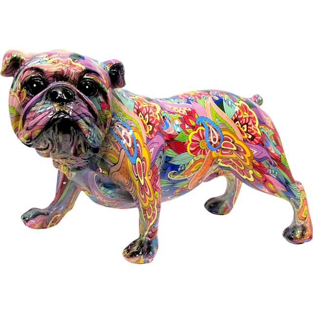 Groovy Art Bulldog Large Resin Ornament Multicoloured Dog Figurine Home Decor