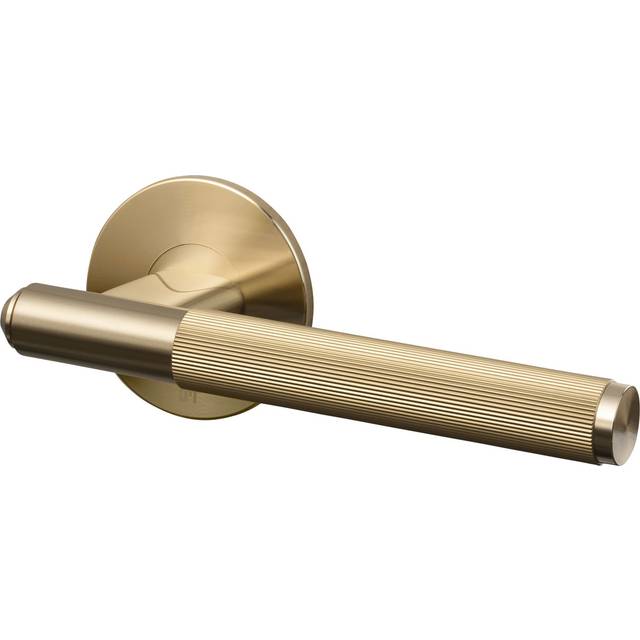 Buster + Punch Hardware Linear Knurled Door Handle Set In Brass