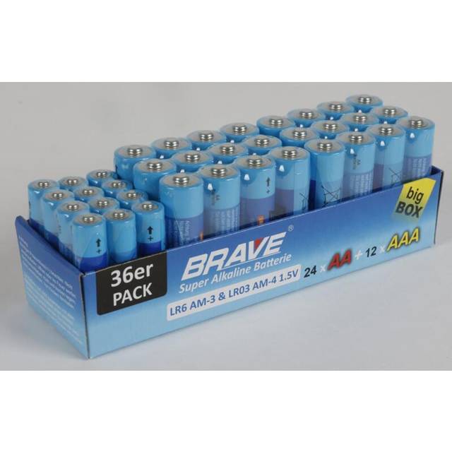 24x 36-pack Brave Alkaline Batteries Aa & Aaa Lr6 + Lr03 Large Pack 864 Pieces