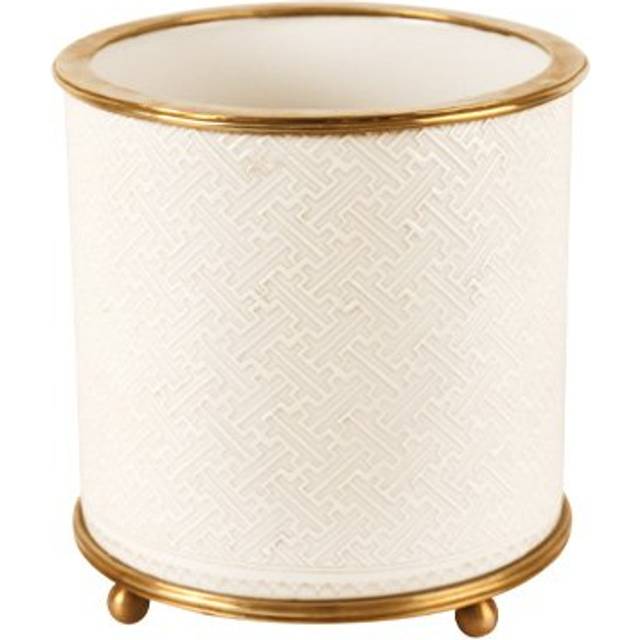 Chantal kruka vit/mässing - Grå / Vit / Guld (H: 20 x Ø: 19 cm)