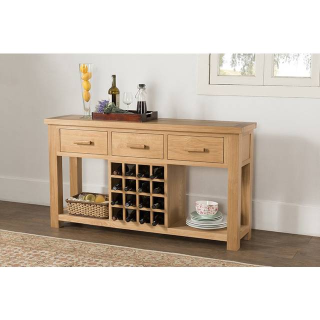 Sienna Open Sideboard with Wine Rack - L36.5 x W149 x H82 cm - Oak