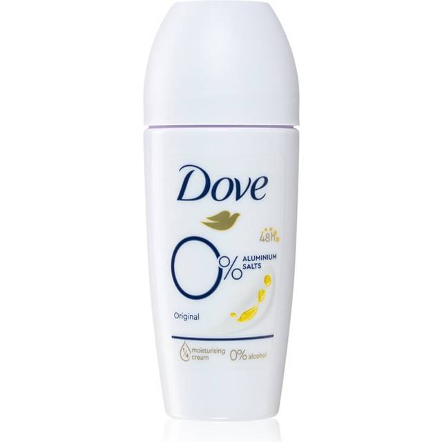 Dove Deodorant Roll-On original 0% deodorant utan aluminiumsalter med 1/4 närande kräm och 48 timmars skydd 50 ml 6 stycken