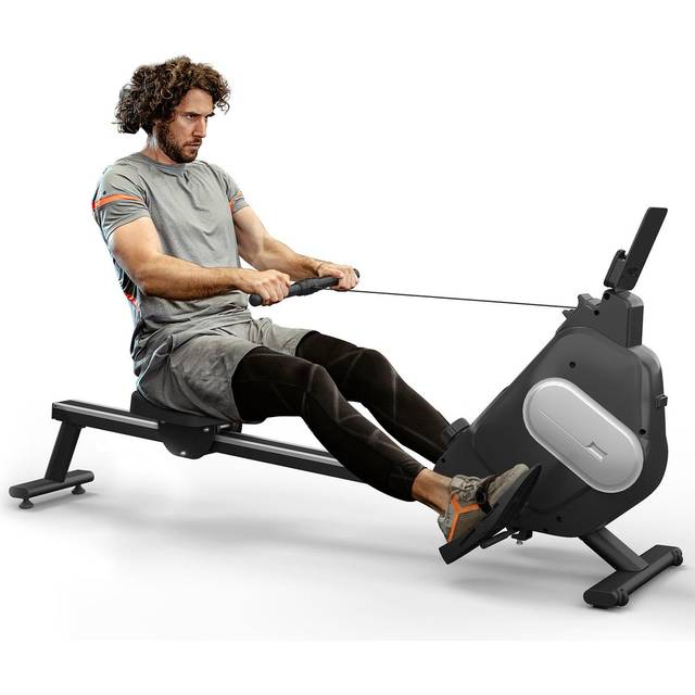 15-Level Adjustable Resistance Magnetic Rowing Machine LCD Display - Black - One Size