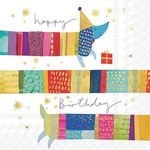 IHR Birthday Dog Party Print Lunch Paper Napkins 20-Pack Disposable 3-Ply
