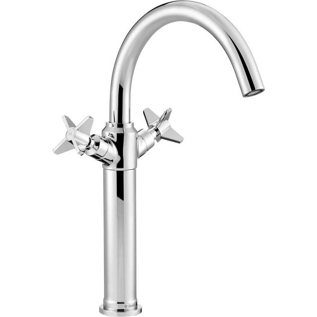 Tvättställsblandare med Två Handtag Temisto Krom Blank 35.4 cm