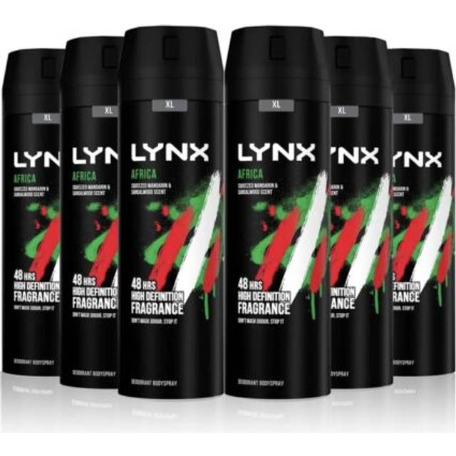 6pk Lynx XL Africa Body Spray Deodorant - 6 x 200ml