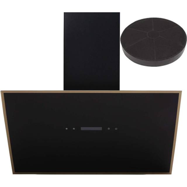 60cm Black / Copper Cooker Hood Kitchen Extractor Fan, Angled Design With Filter