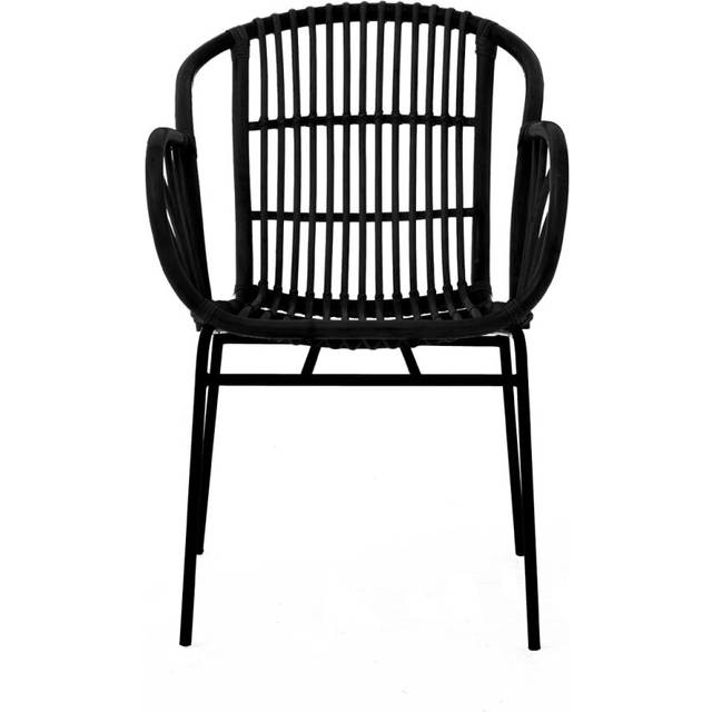 Interiors by Premier Black Natural Rattan Chair with Raised Sides, Rustless Rattan Chair, Easy Cleaning Rattan Armchair
