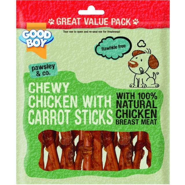 Good Boy Pawsley & Co Chewy Chicken With Carrot Sticks Dog Treat 320g (Pack of 3)