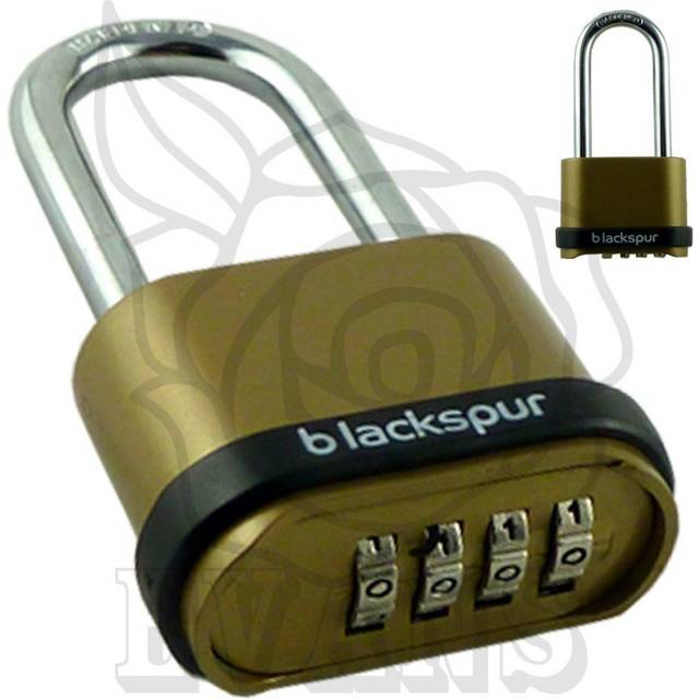 1x Brass Long Shackle 4-Digit Zinc Alloy Combination Padlock - Heavy-Duty Outdoor Garden Gate Shed Door Key Code Lock Security Shackle