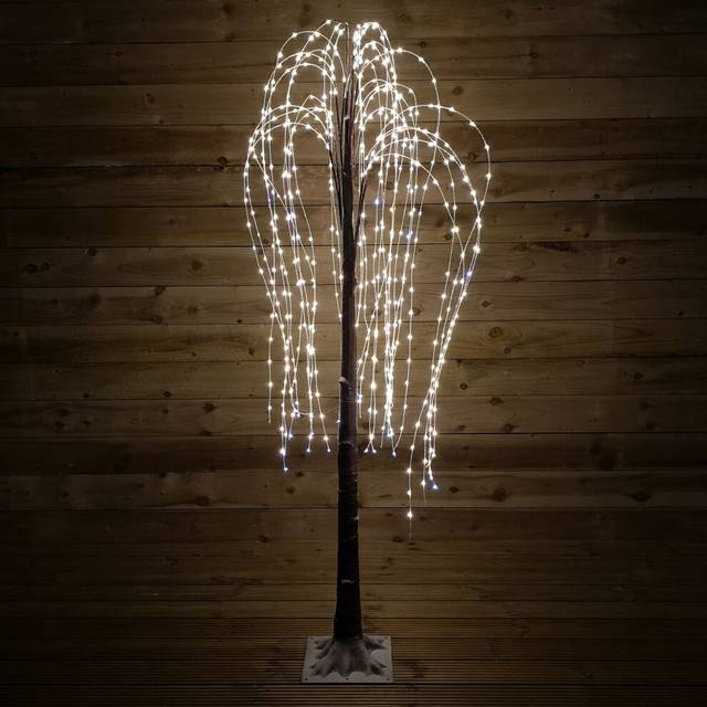 6ft Brown Flocked Willow LED Birch Tree 600 Warm Lights