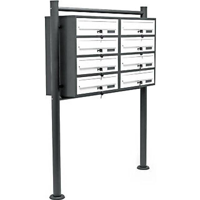 Multiple Outdoor Letterbox Multi-slot Postbox 2x4 Galvanised Steel Mailboxes in Anthracite and White