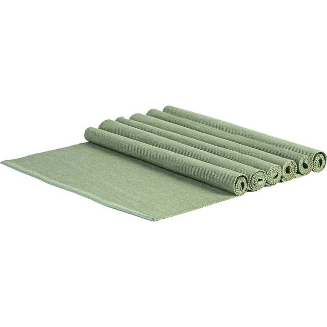 45cm x 34.5cm Ribbed Cotton Placemats - Pack of Six - Green