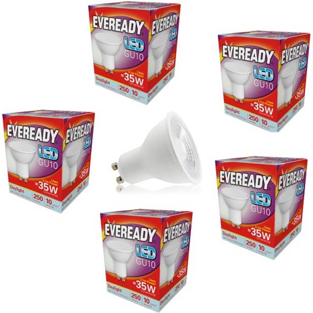 5x Eveready GU10 LED Light Bulbs 3.1W 6500K 250lms A+ Efficient