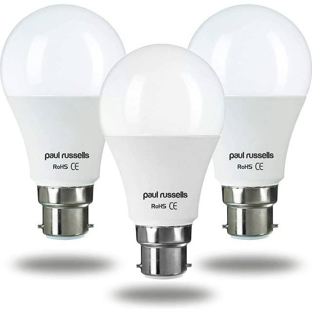 3 Pack 15W GLS LED Light Bulbs B22 BC Bayonet Paul Russells Bright 15W=125W A60 Globe 270 Beam Lamp 6500K Day Light 125W Incandescent Replacement