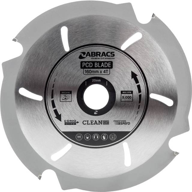 Abracs PCD1604 Pdc Circular Saw Blade for Fibre Cement Board 160 x 20mm x 4T