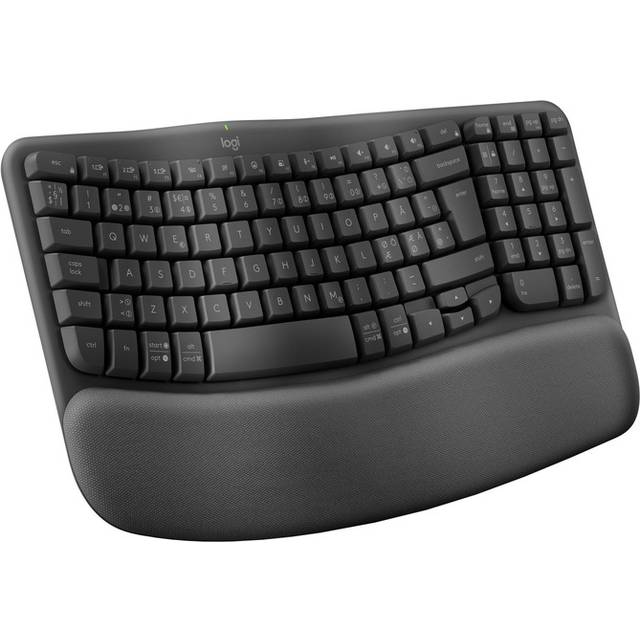 Logitech Ergo Series Wave Keys for Business - Tangentbord - trådlös - Bluetooth 5.1 LE - QWERTY - grafit